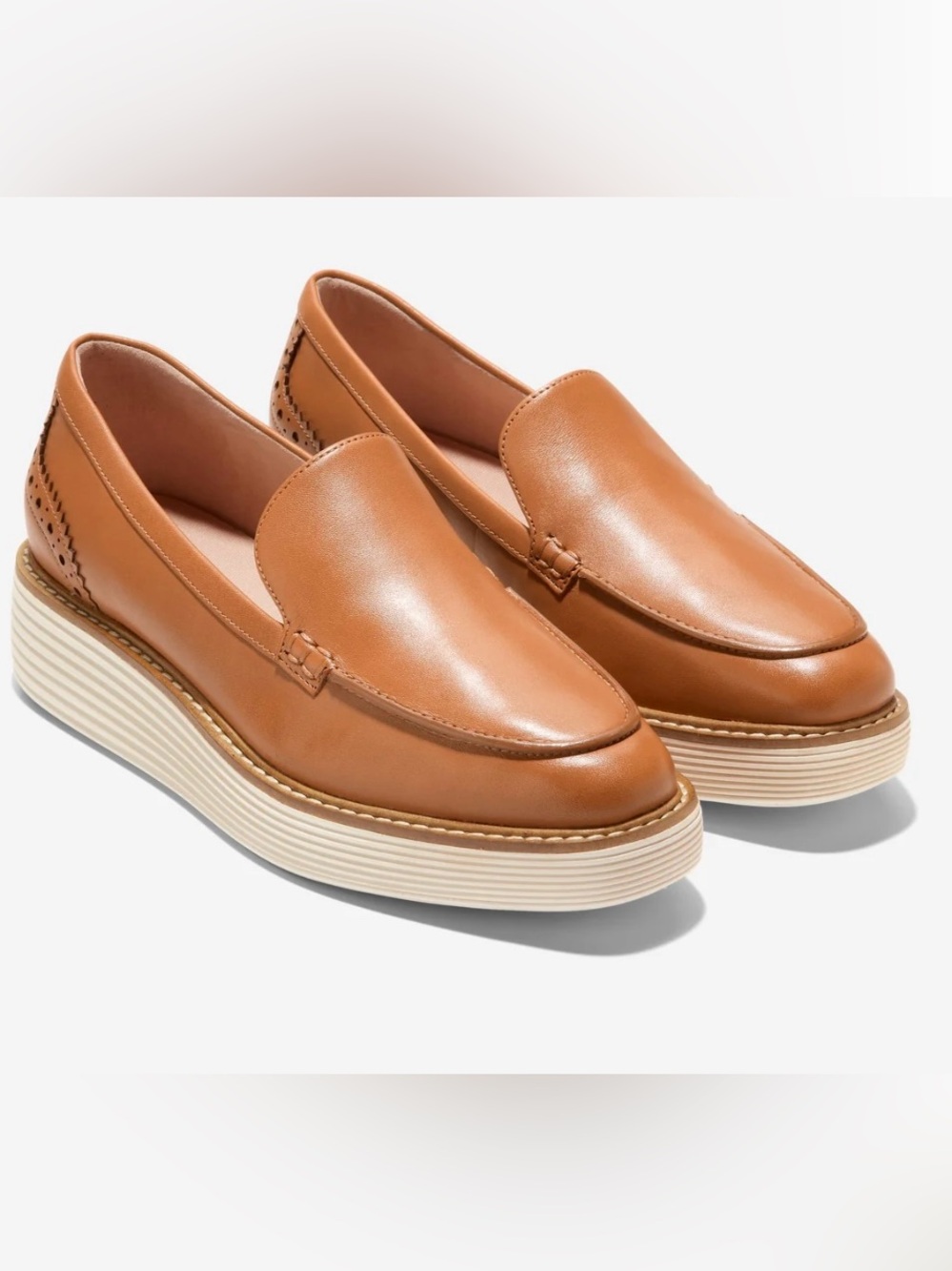 Cole Haan Leather Platform Loafer in Cognac - Picture 2 of 8